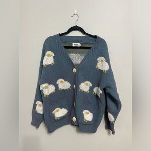 Aelfric Eden Sheep Button Front Oversized Knit Cardigan